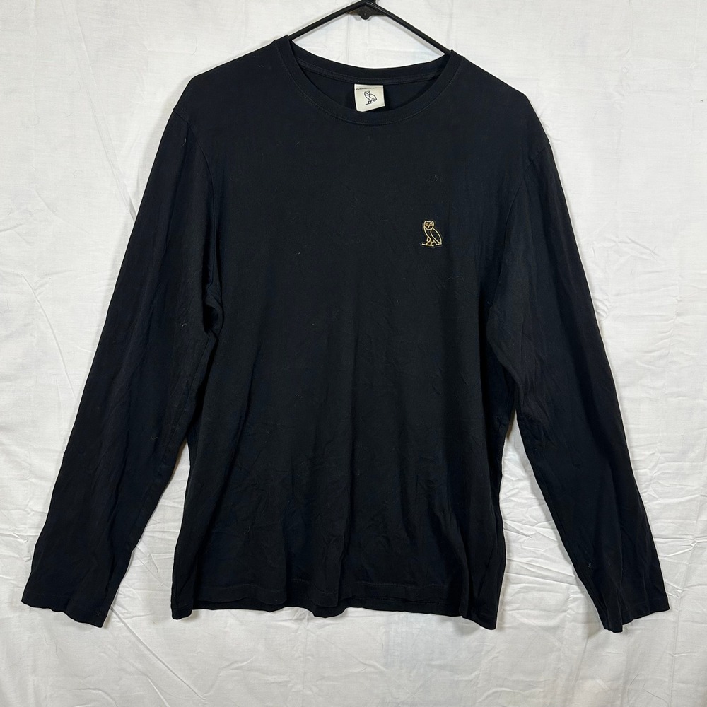 OVO October's Very Own Black Owl Logo Long Sleeve Tee Mens Medium